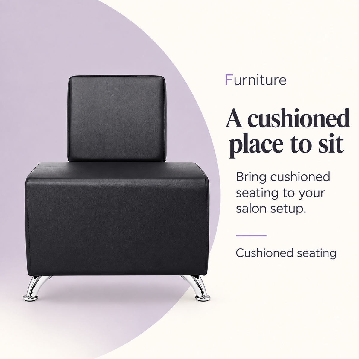 Bob Jay Single Waiting Chair — A cushioned place to sit. Bring cushioned seating to your salon setup.