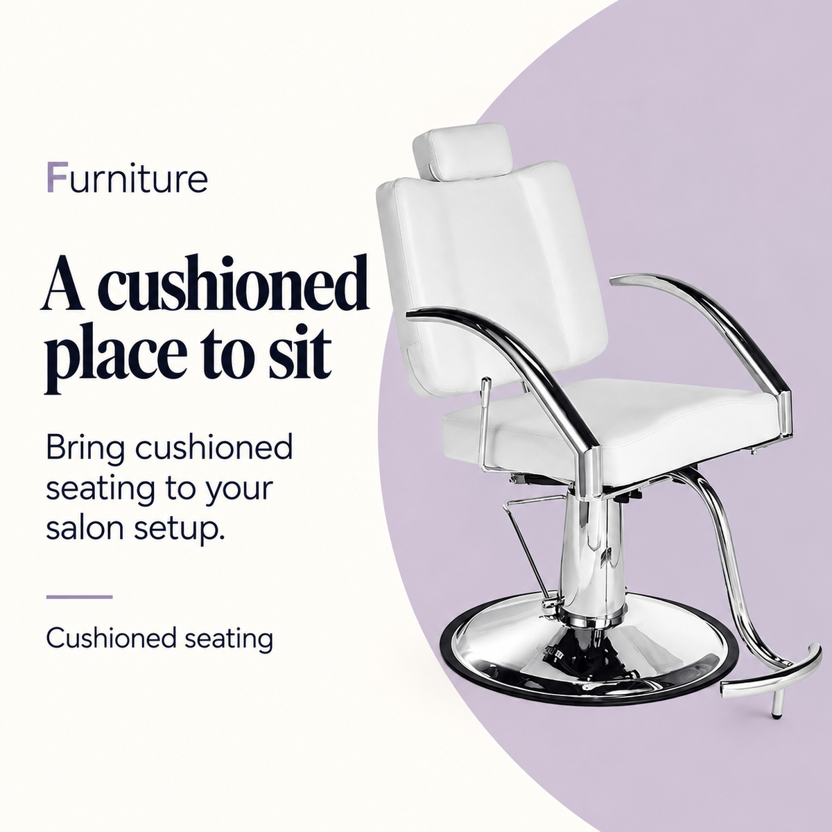 Silvia Salon Chair White — A cushioned place to sit. Cushioned seating.