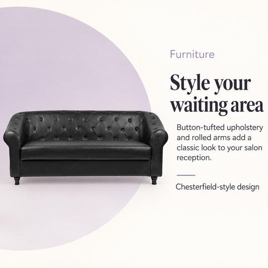 Vito Waiting Lounge Chair (Matte Black - YA66) W17 — Style your waiting area. Chesterfield-style design.