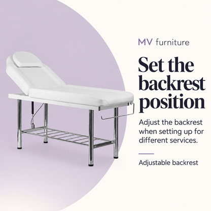 Safina Facial Beauty Bed (White) 8219 — Set the backrest position. Adjustable backrest.