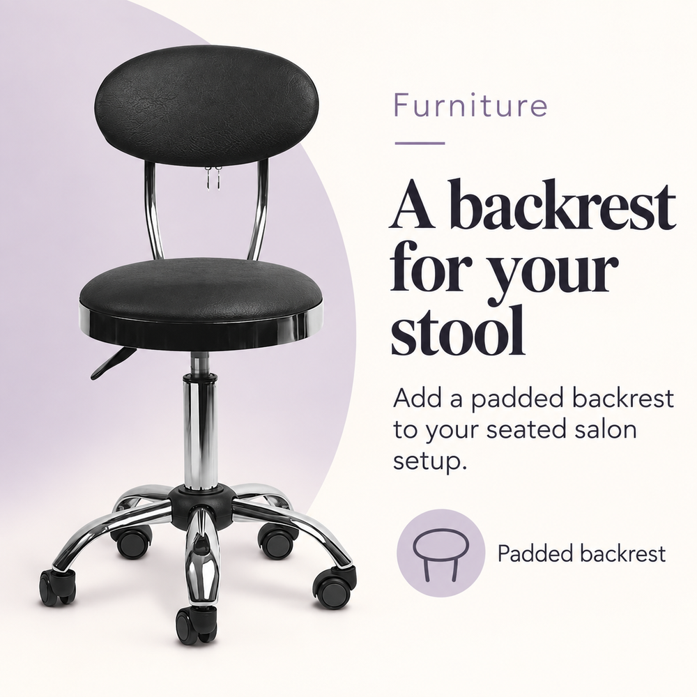 Kade Stool with Back Rest Black YL1011 — A backrest for your stool. Padded backrest.