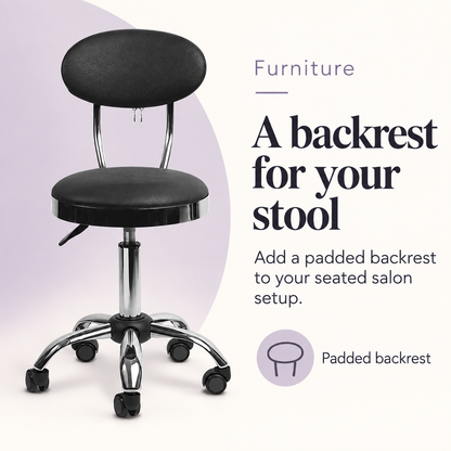Kade Stool with Back Rest Black YL1011 — A backrest for your stool. Padded backrest.