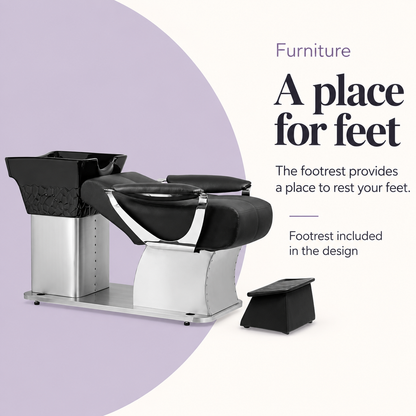 Therapy Hair Wash Basin Lounge MY-C1065 — A place for feet. Footrest included in the design.