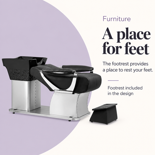 Therapy Hair Wash Basin Lounge MY-C1065 — A place for feet. Footrest included in the design.