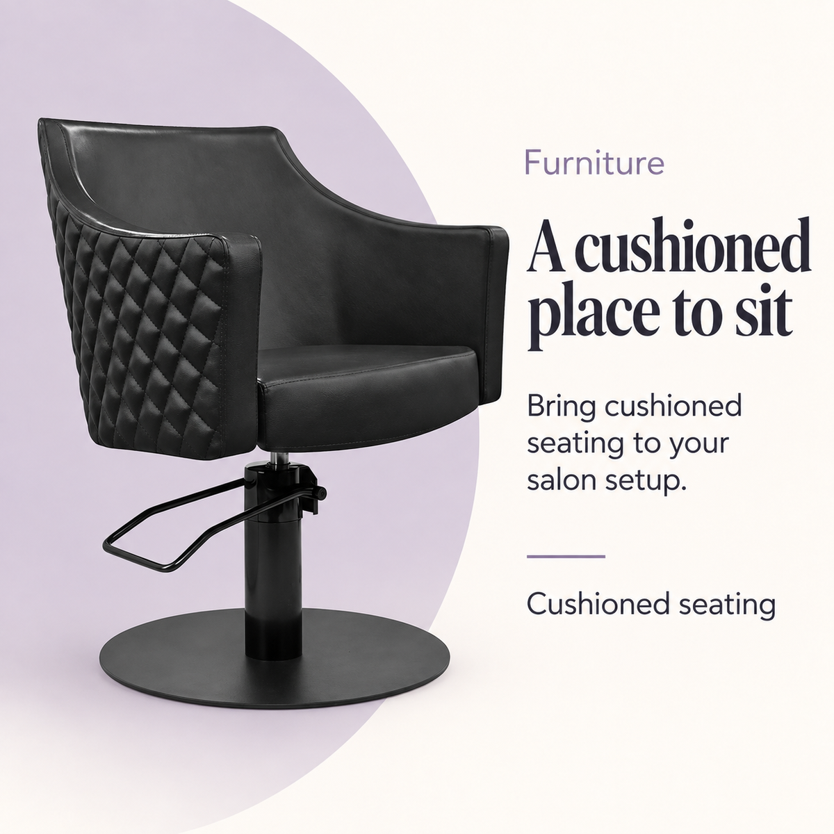 Taylor Quilted Black Salon Chair — A cushioned place to sit. Cushioned seating.