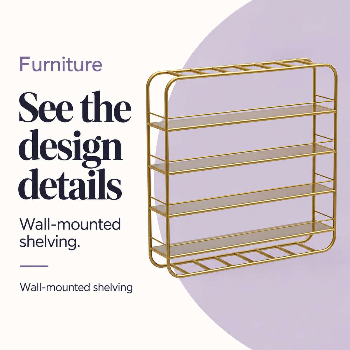 Wall-mounted Nail Polish Display Rack/ Shelves Gold — See the design details. Wall-mounted shelving.