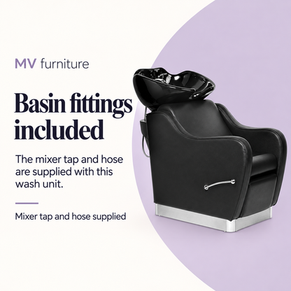 Chelsea Hair Washing Basin Black YA66 — Basin fittings included. Mixer tap and hose supplied.