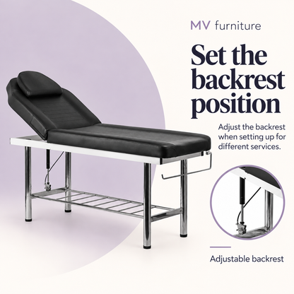 Safina Facial Beauty Bed (Black) 8219 — Set the backrest position. Adjustable backrest.