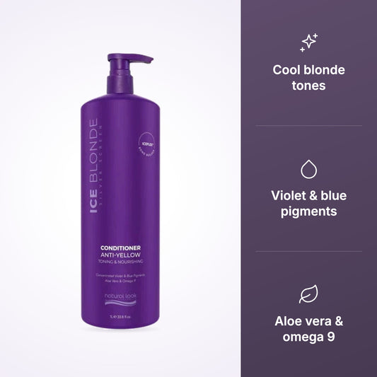 Natural Look Ice Blonde Conditioner features: cool blonde tones, violet and blue pigments