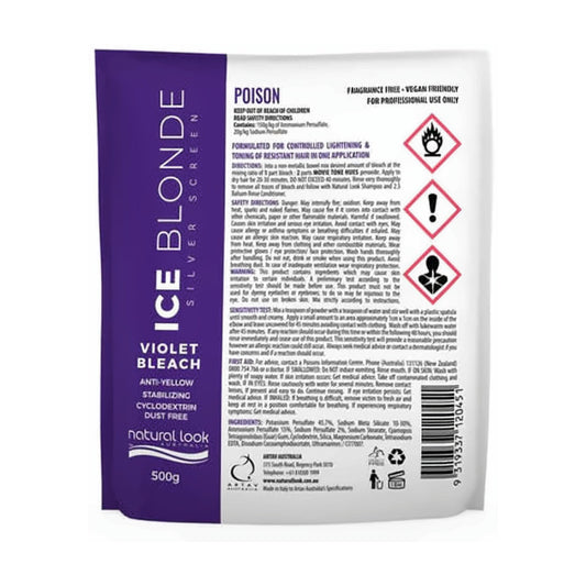 Natural Look Movie Tone Hues Ice Blonde Violet Bleach 500g