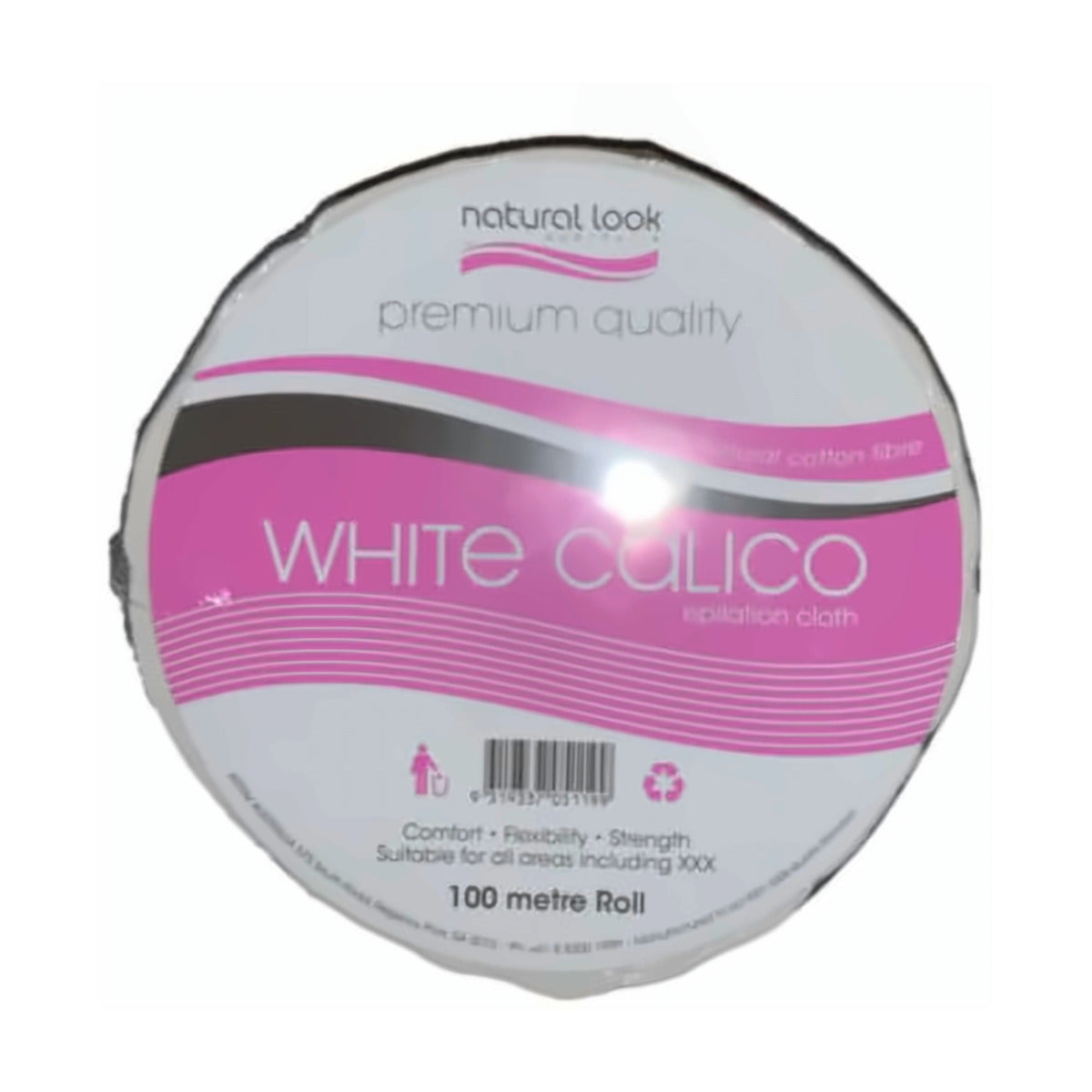 Natural Look White Calico Epilation Cloth 100m Roll – product image
