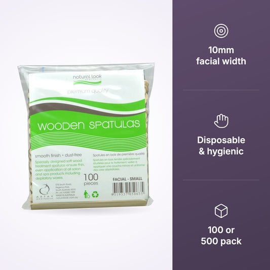 Natural Look Facial Wooden Spatulas 10mm – Waxing Applicator Sticks, third product view