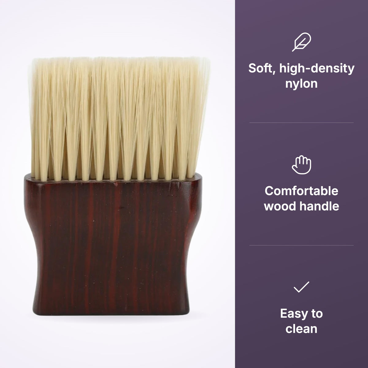 Flat wood handle neck brush with soft nylon bristles
