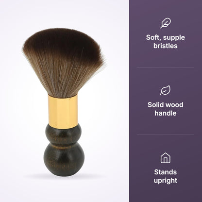 Neck Brush Round Wood Handle With Gold key benefits infographic