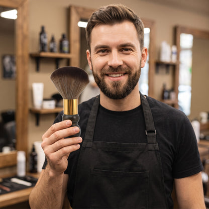Neck Brush Round Wood Handle With Gold lifestyle image