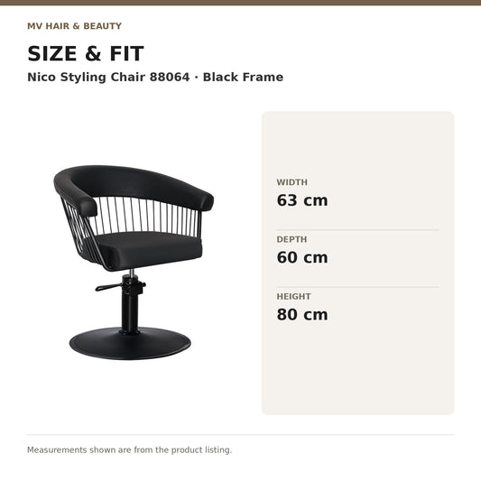 Nico Styling Chair 88064 – Black Frame dimensions: Width: 63 cm; Depth: 60 cm; Height: 80 cm