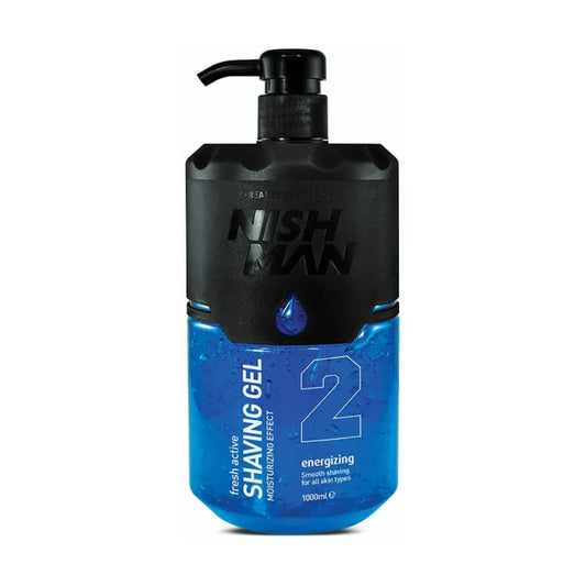 Nishman Shaving Gel 1000ml blue pump bottle - MV hair and beauty