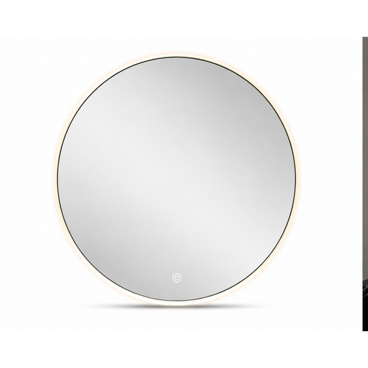 Round 90 x 90 cm LED mirror on white background