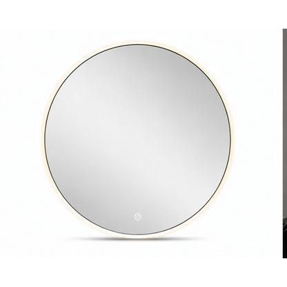 Round 90 x 90 cm LED mirror on white background