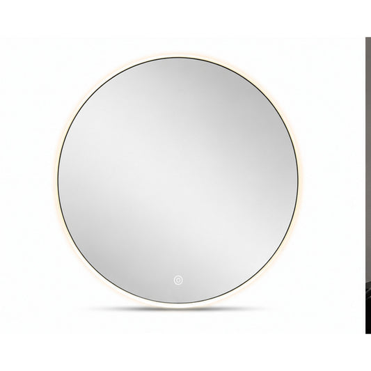 Round 90 x 90 cm LED mirror on white background