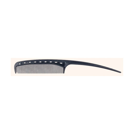 Black fine-tooth MV PC styling comb with curved sectioning handle
