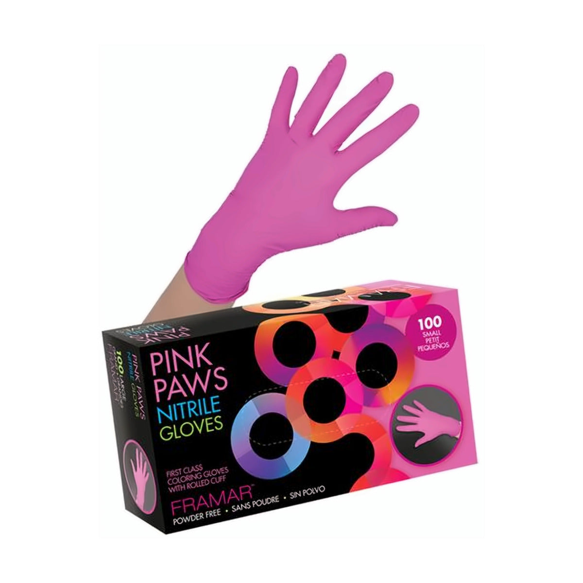 Pink Paws Nitrile Gloves Small 100 Count - MV hair and beauty