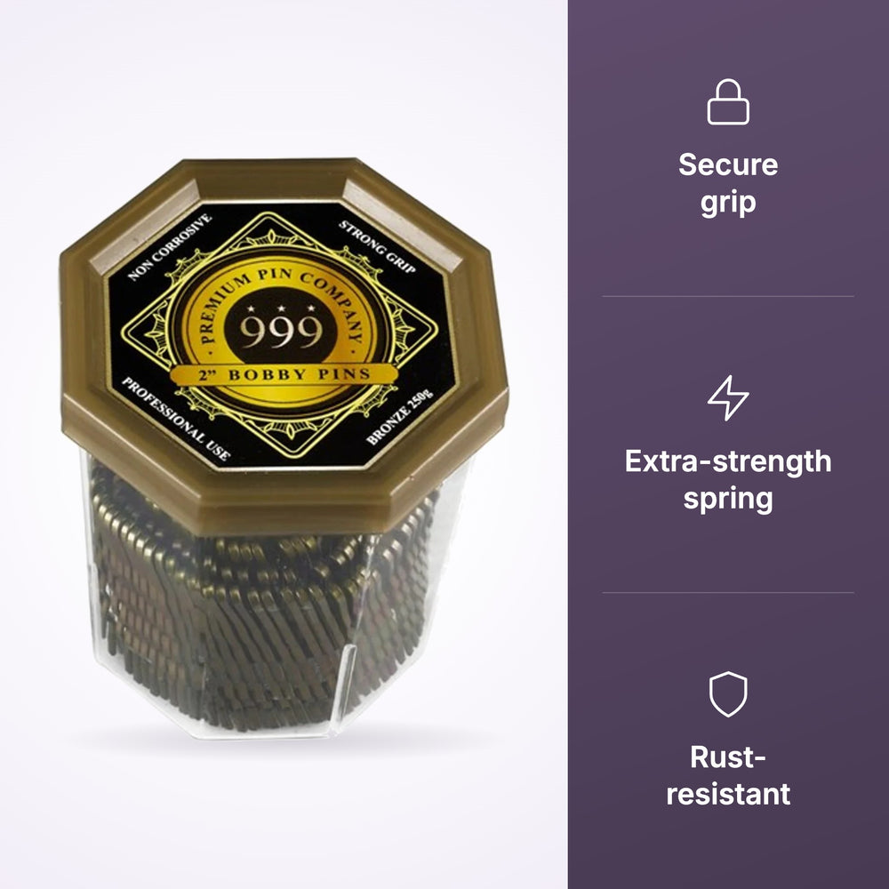 Premium Pin Company 999 Bobby Pins 2inch - Bronze key benefits