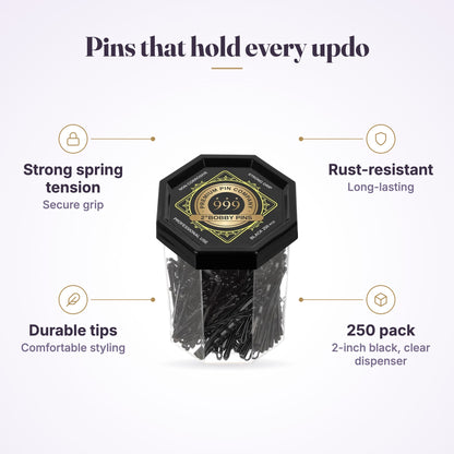 Premium Pin Company 999 Bobby Pins 2 Inch Black - 250g