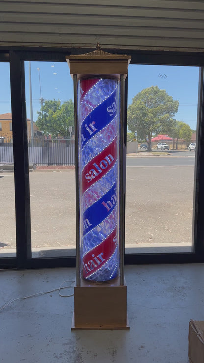 Barber Pole Blue and White Light Inside
