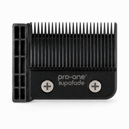 Pro-One Advanced Supafade ACME clipper blade with Phillips screws on white background