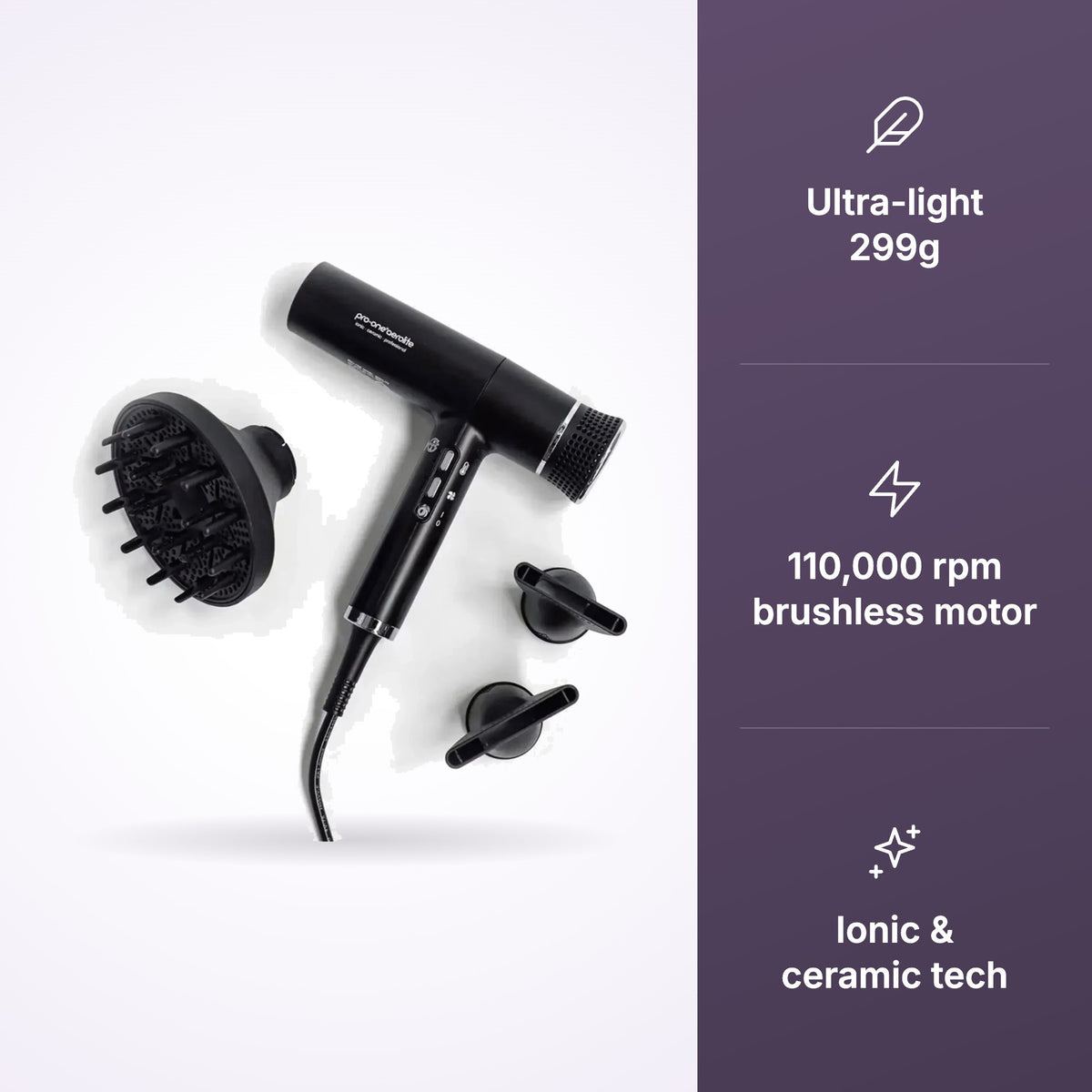 Pro-One Aerolite Hair Dryer – Black
