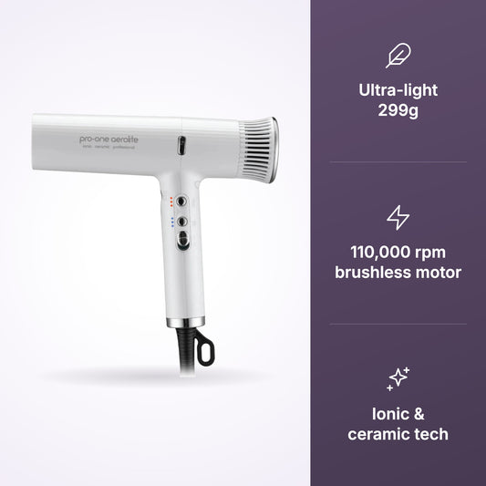 Pro-One Aerolite Hairdryer - Pearl White