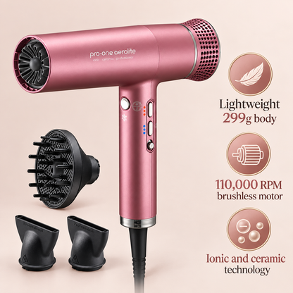 Pro-One Aerolite Hair Dryer – Blush — product benefits
