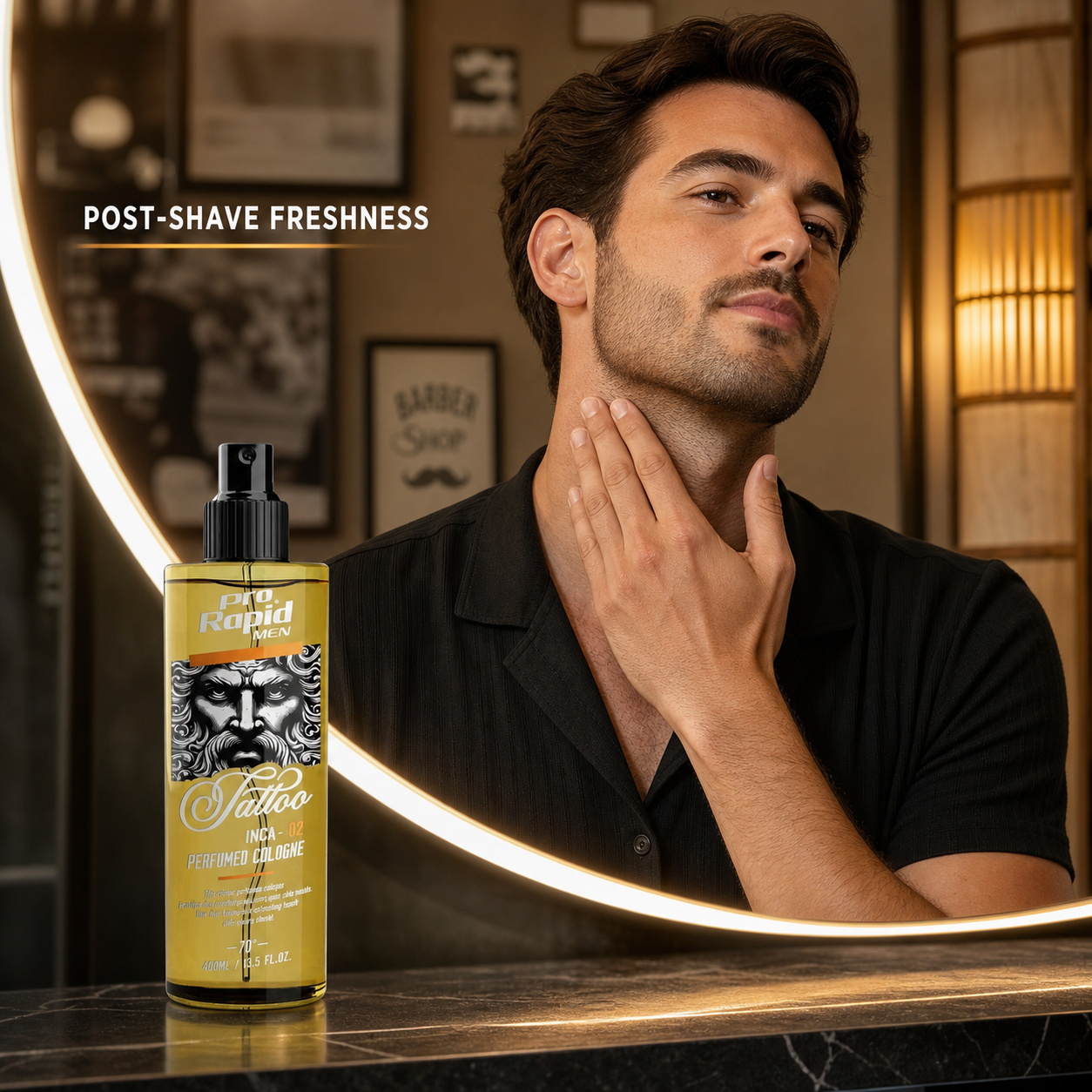ProRapid INCA 02 post-shave application in a barbershop