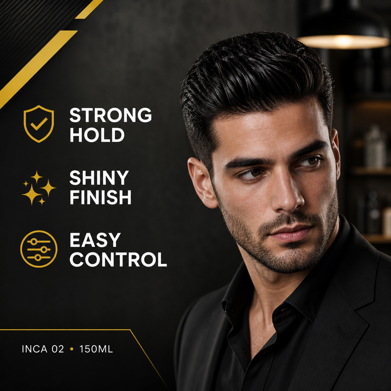ProRapid INCA 02 shine styling wax benefits on styled men's hair