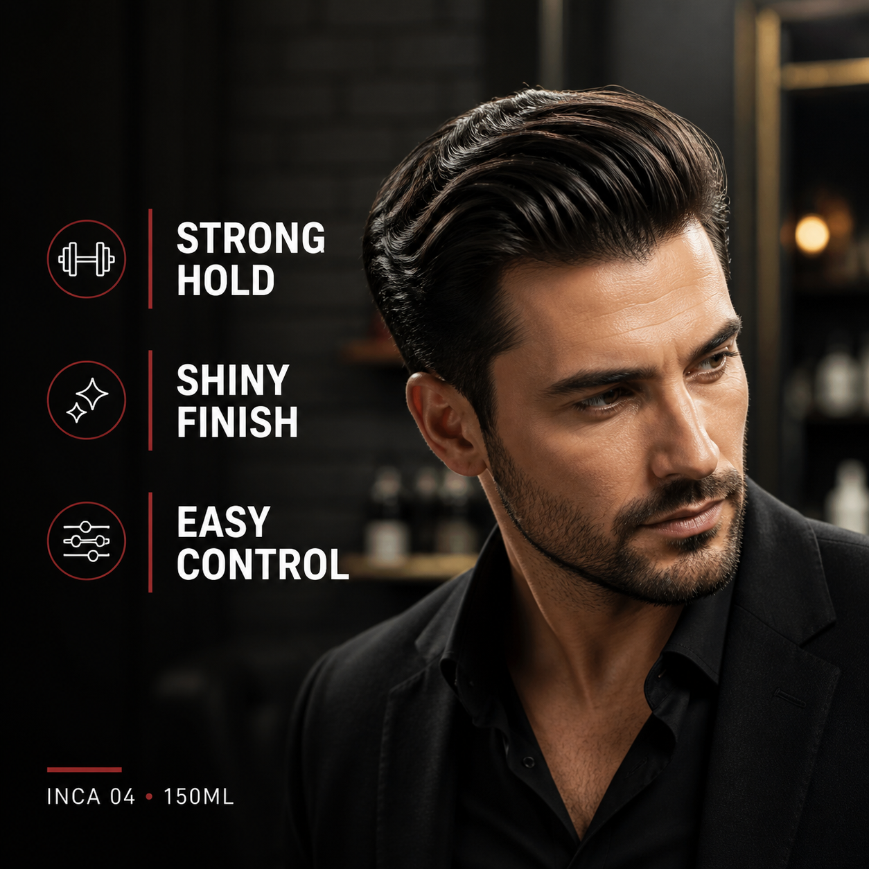 ProRapid INCA 04 shine styling wax benefits on styled men's hair
