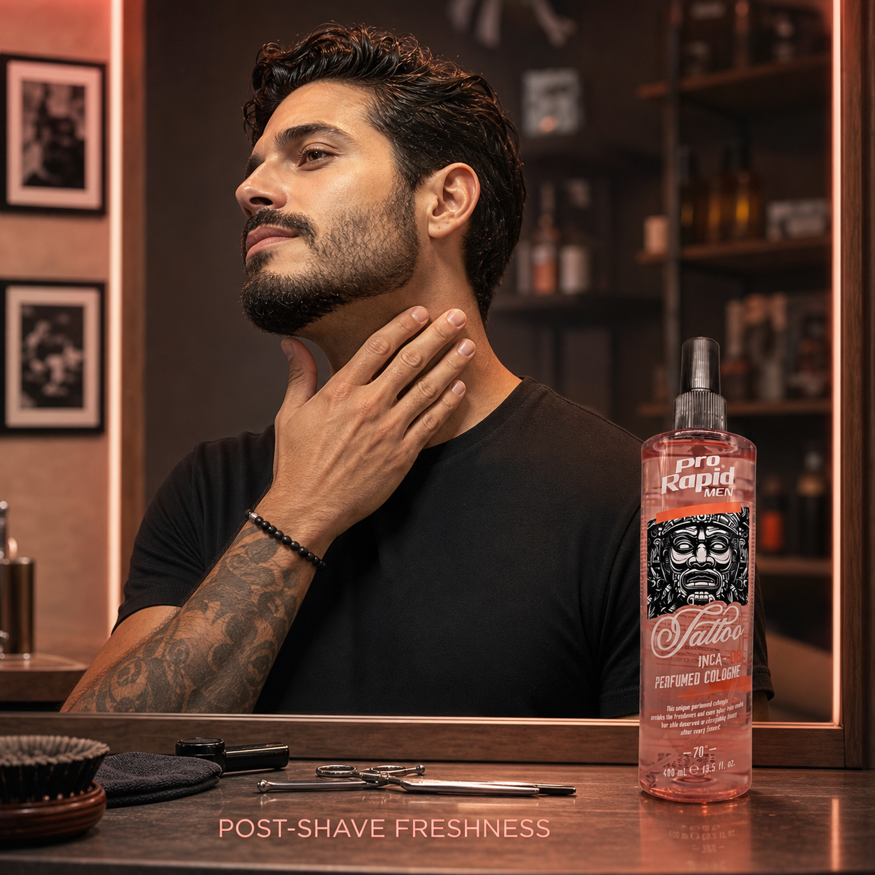 ProRapid INCA 08 post-shave application in a barbershop