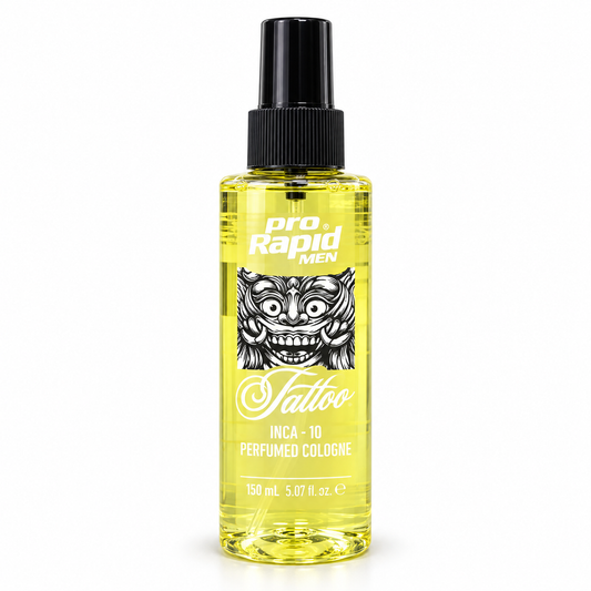 ProRapid INCA 10 Tattoo Perfumed Cologne Spray 150ml pale yellow bottle on a white background