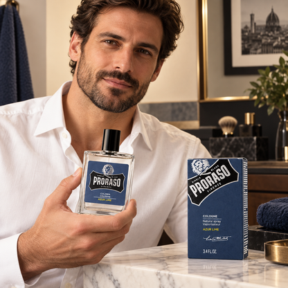 AI-generated salon illustration of Proraso Cologne Azur Lime 100ml