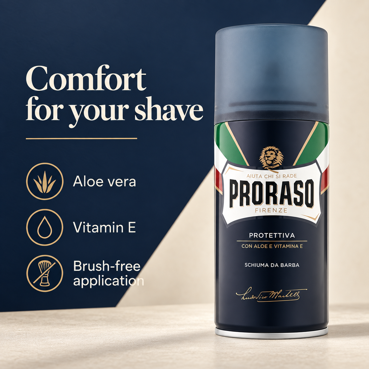 Proraso Shaving Foam Protect 300ml benefits graphic