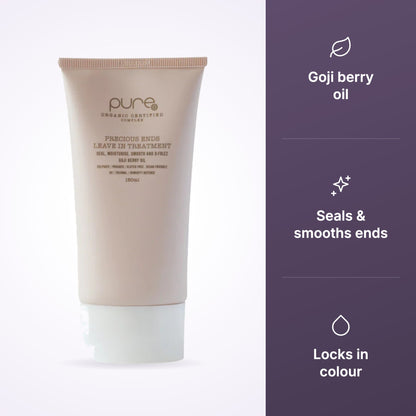 PURE Precious Ends Treatment 150ml key benefits infographic