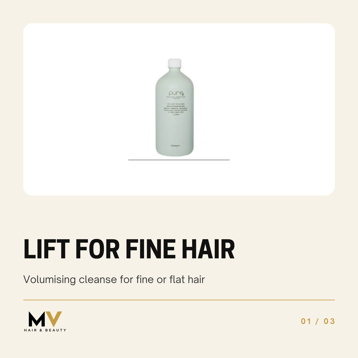 PURE Up.Lift Volume Shampoo 1L, Lift for fine hair