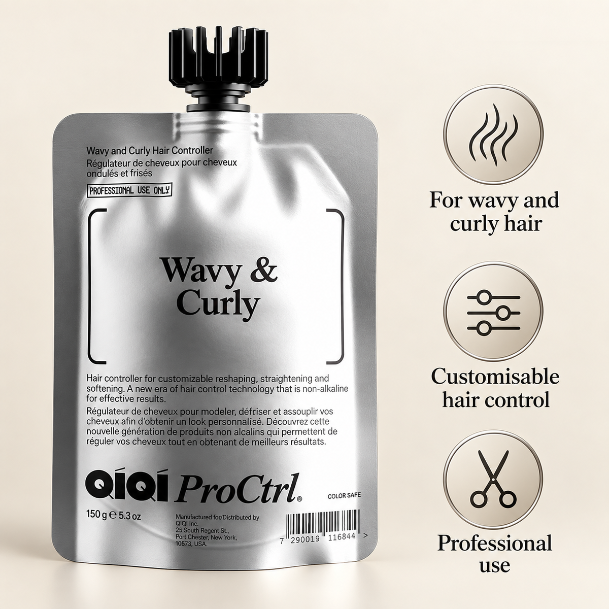 QIQI PRO CTRL Wavy Curly Hair Controller 150g benefits graphic