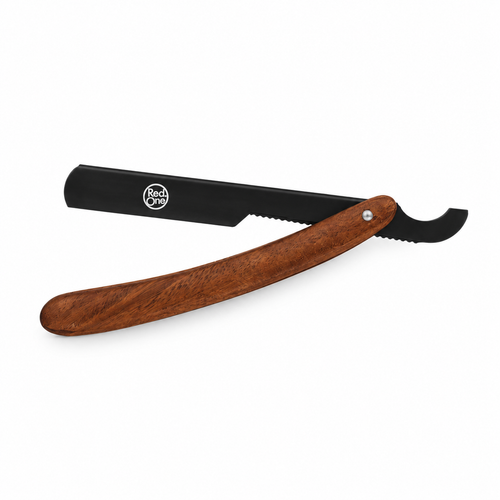 RedOne Black & Wood straight razor with wooden handle