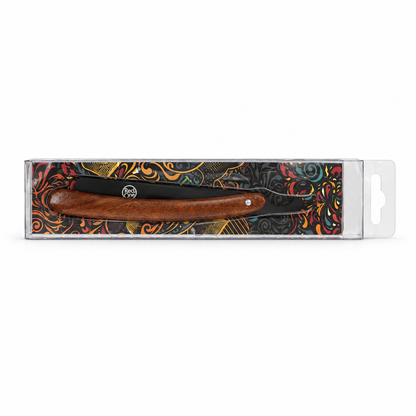 RedOne Black & Wood straight razor in its packaging