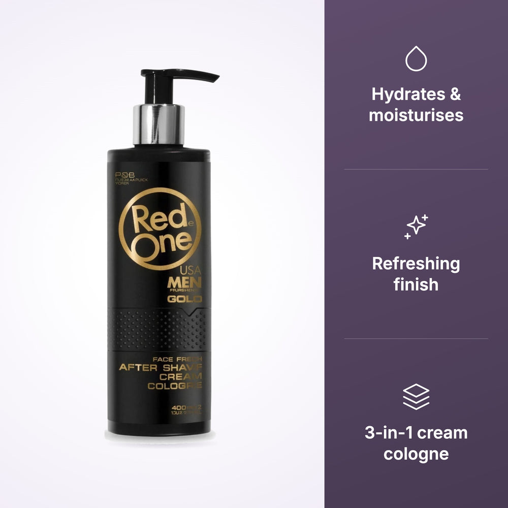 RedOne Gold After Shave Cream Cologne with hydrates, refreshing and 3-in-1 icons