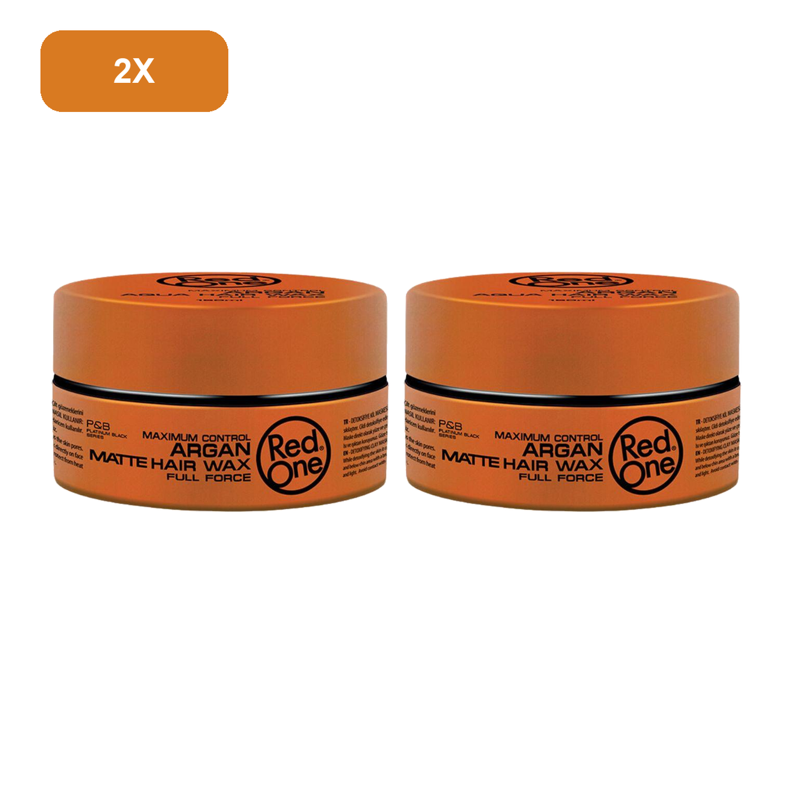 RedOne Argan Matte Hair Wax 150ml – 2 Pack showing all 2 exact RedOne 150ml wax jars on white background