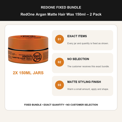 RedOne Argan Matte Hair Wax 150ml – 2 Pack fixed no-selection bundle details and styling guide