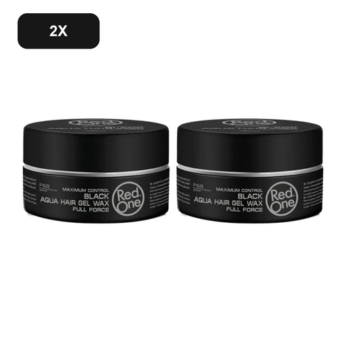 RedOne Black Aqua Hair Wax 150ml – 2 Pack showing all 2 exact RedOne 150ml wax jars on white background