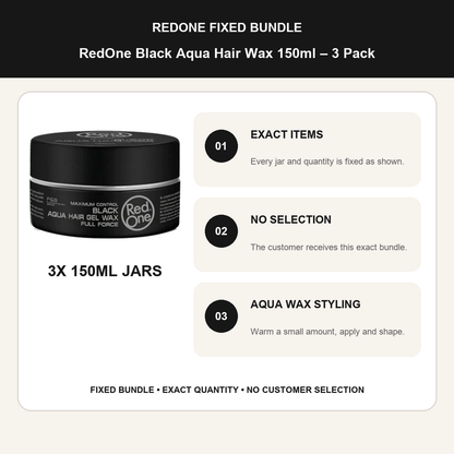 RedOne Black Aqua Hair Wax 150ml – 3 Pack fixed no-selection bundle details and styling guide